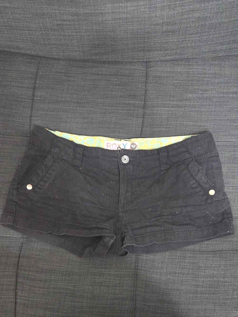 Roxy Black Women's Jean Shorts with Button Accents